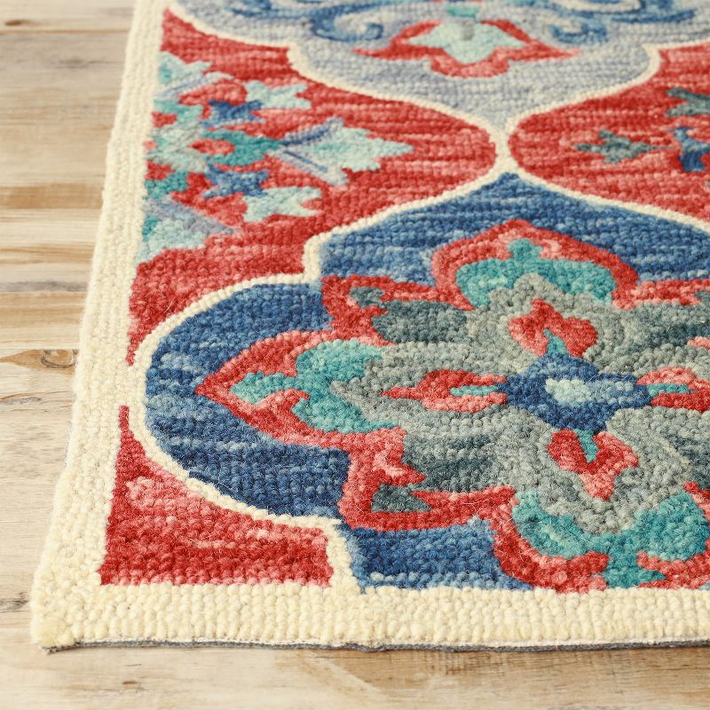 Geometric Floral Eclectic Durable Modern Colorful Bohemian Vintage Transitional Hand-Tufted Wool Indoor Area Rug or Runner by Blue Nile Mills, 4 of 9