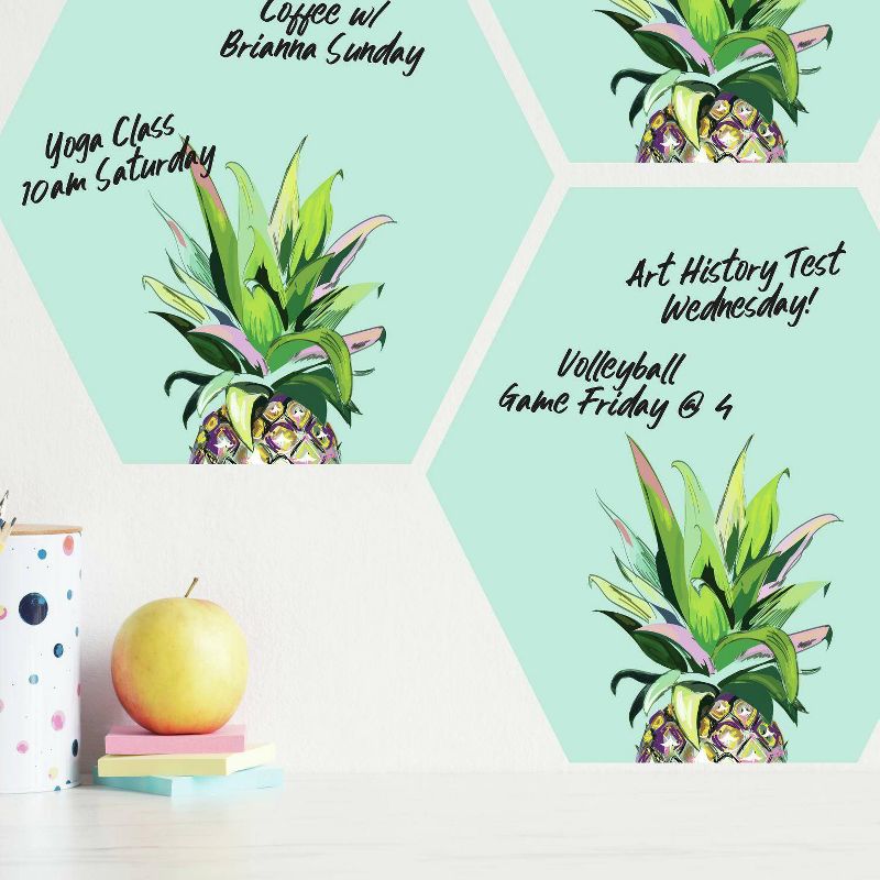 Pineapple Crown Dry Erase Hexagon Peel and Stick Wall Decal Green - RoomMates, 4 of 6