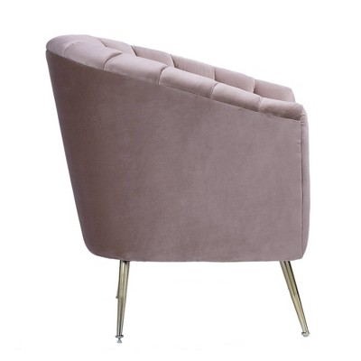 Rosemont Blush Velvet Barrel Accent Chair with Gold Legs