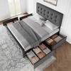 Coolmee Full/Queen/King Size Bed Frame with 4 Storage Drawers and Headboard, Linen Upholstered Platform Bed Frame with Wooden Slats Support - 3 of 4