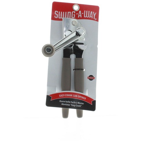 Swing-A-Way Easy Crank Can Opener Comfort Grip, Built In Bottle Opener, Gray