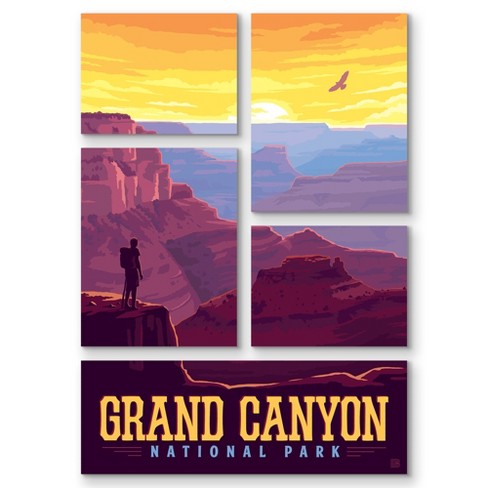 Americanflat Grand Canyon Sunset National Park 5 Piece Grid Canvas Wall ...