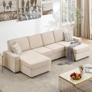 Modular Sectional Sofa, U/L-Shaped Couch w/ Removable Cover, Modern Convertible Deep Seat Sofa, Comfy Cloud Sleeper Sofa Couch for Living Room&Office - 1 of 4
