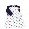 Hudson Baby Infant and Toddler Girls Cotton Dress and Cardigan Set, Navy Hearts - 2 of 4