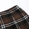 Women's High Waist Plaid Skirt - Wool Blend Bodycon Pencil Mini Skirt Coffee - 3 of 4
