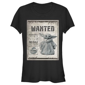 Juniors Womens Star Wars The Mandalorian The Child Wanted Unknown Species T-Shirt - 1 of 3