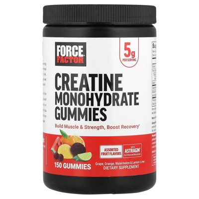 Force Factor Creatine Monohydrate Gummies, Assorted Fruit, 150 Gummies