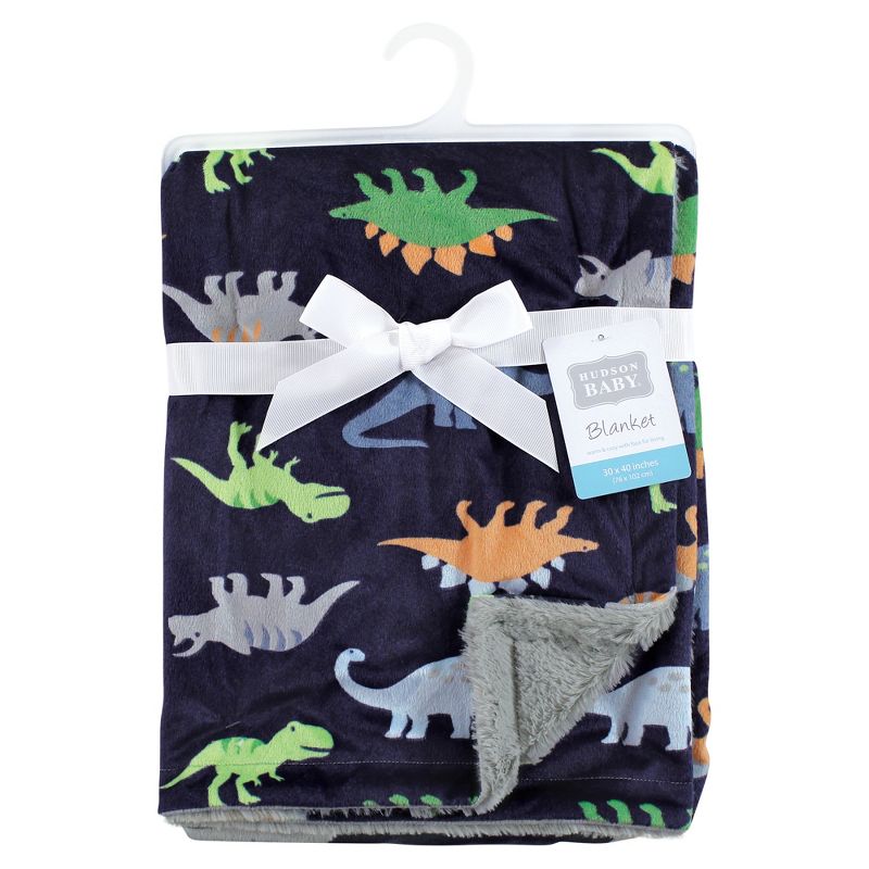 Luvable Friends Infant Boy Plush Blanket with Faux Shearling Back, Dinosaurs, One Size, 2 of 3