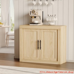 35.4 in/70.8 in Sideboard Buffet Cabinet w/ Storage, Mid Century Modern Accent Cabinet w/ 4 Doors, Wood Coffee Bar Media Console Credenza - 1 of 4