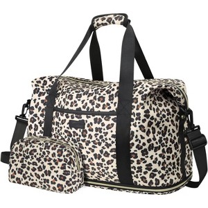 Expandable Travel Duffle Bag with Toiletry Bag, Weekender Overnight Hospital Bag for Women, Waterproof and Multi-Compartment - 1 of 4