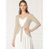 INSPIRE CHIC Women's Tie Front Long Sleeve Crop Ruffle Knit Cardigan Sweaters - 2 of 4
