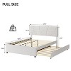 Trundle Bed Twin, Full Size Upholstered Platform Bed Frame, Pull Out Bed with Headboard, Wood Slat Support, for Bedroom, Living Room, Guest Room - 2 of 4