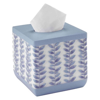 Periwinkle Blue Resin Leaf Design Tissue Box Cover