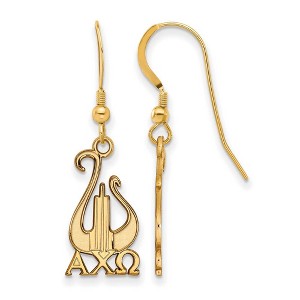 Black Bow Jewelry 14k Yellow Gold Plated Sterling Silver Alpha Chi Omega Greek Life Dangle Earrings - 1 of 3