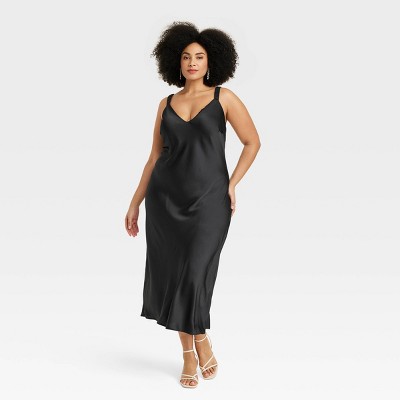 Women's Midi Perfect Slip Dress - A New Day™ Black 2X