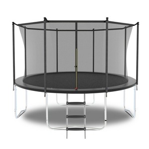 VisioGear Trampoline, Trampoline with Safety Enclosure Net, Trampoline with Heavy Duty Jumping Mat, Gray, 120"*120"*100" - 1 of 4