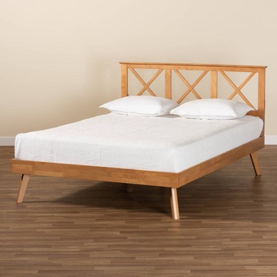 Galvin Brown Wood Queen Platform Bed with Adjustable Headboard