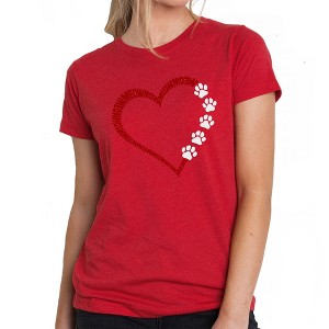 LA Pop Art Meow Heart - Women's Premium Blend Word Art T-Shirt - 1 of 4