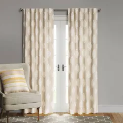 1pc 50"x108" Blackout Medallion Window Curtain Panel White/Beige - Threshold™