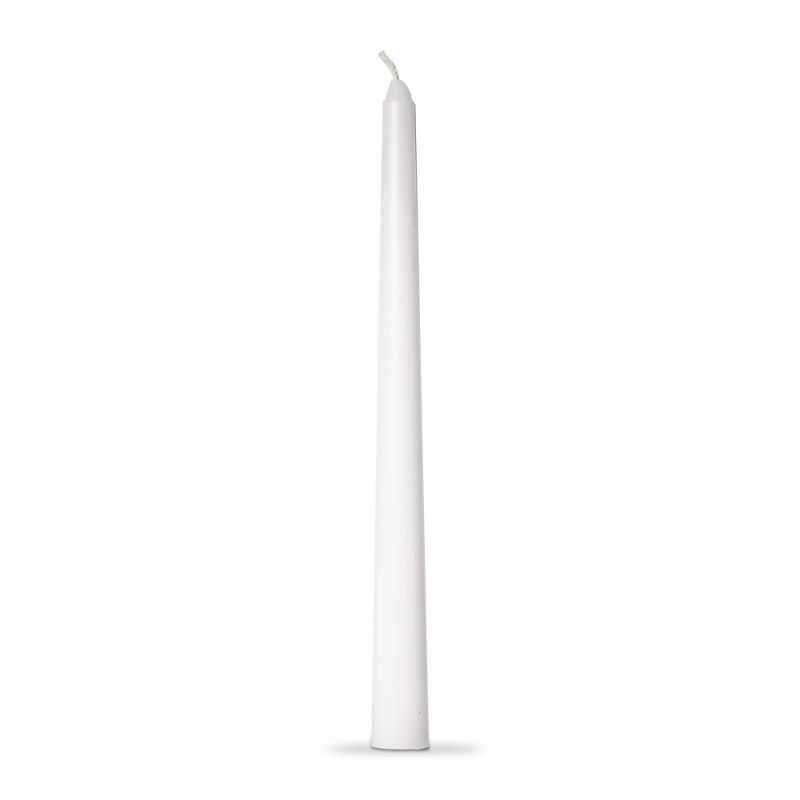 tag Color Studio 12" Traditional Taper Unscented Smokeless Paraffin Wax Candle White, Set of 4, Burn Time 8 hrs., 2 of 4