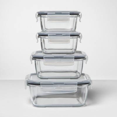 square glass containers with lids