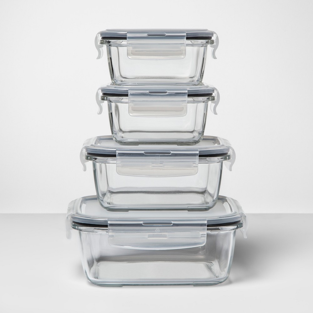 8pc Square Glass Food Storage Container Set - Made By Design&amp;#8482;