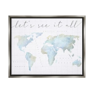 Stupell Industries Let's See It All World Map Framed Canvas - 1 of 3