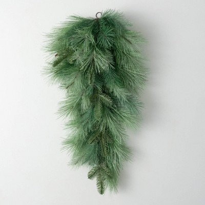 30"H Sullivans Artificial Light Green Frosted Pine Christmas Swag, Indoor Christmas Decor
