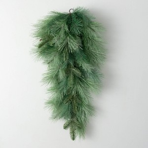 30"H Sullivans Artificial Light Green Frosted Pine Christmas Swag, Indoor Christmas Decor - 1 of 3