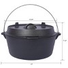 ChicFurnit Pots and Pans 8 Quart Outdoor Camping Deep Pot with Iron Pot Rack Portable Cookware for Camping Cooking BBQ, Black, 12.7"*13"*7.5" - 3 of 4