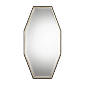 Uttermost Savion Gold Octagon Mirror – 46" Tall, Charcoal Frame with Metallic Gold Leaf Accent - 1 of 4