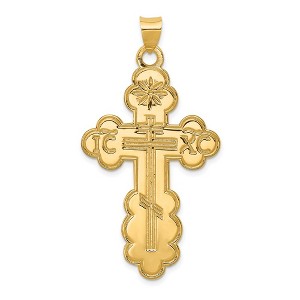 Black Bow Jewelry 14k Yellow Gold Large Eastern Orthodox Cross Pendant, 26 x 50mm - 1 of 4