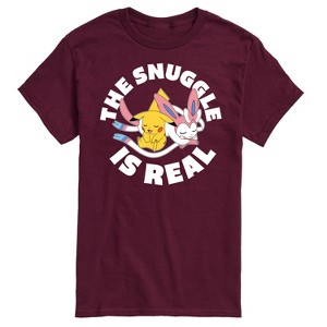 Men's - Pokémon - The Snuggle Is Real Pikachu and Sylveon -Men's Short Sleeve Graphic T-Shirt Short Sleeve Graphic T-Shirt - 1 of 4