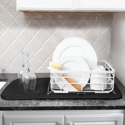 Black Microfiber Reversible Foldable Dish Drying Mat Set