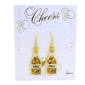 Roman 2.75 In Champagne Bottle Earrings New Years Seasonal Holiday Jewelry , (2PC) - 1 of 3