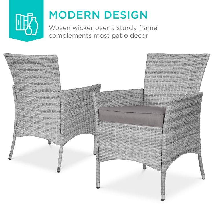 Best Choice Products 5-Piece Indoor Outdoor Wicker Patio Dining Table Furniture Set w/ Umbrella Cutout, 4 Chairs, 2 of 7