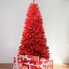 FONTOI 5ft Artificial Christmas Tree Decorative Holiday Pine Tree with Stable Metal Stand for Living Room Office Party Celebration, Red, 33"*9"*10" - 3 of 4