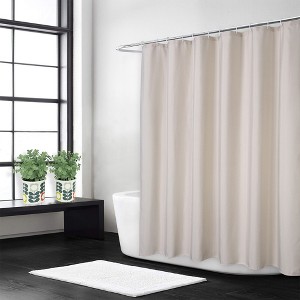 Flax Linen Like 240GSM Heavy Weight Fabric Shower Curtain for Bathroom - 1 of 4