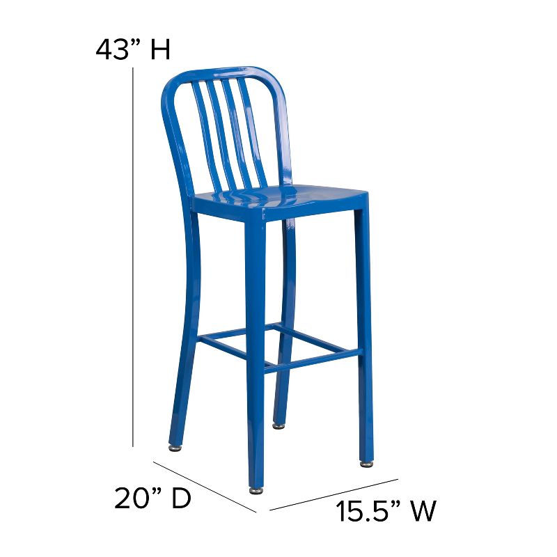 Flash Furniture Commercial Grade 30" High Metal Indoor-Outdoor Barstool with Vertical Slat Back, 4 of 11