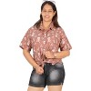 LA LEELA Women's Cotton Scary Blouse Button Down Tops Dress Shirt Short Sleeve Halloween Costumes Vintage Shirts - 3 of 4