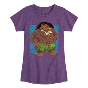 Girls' - Moana - Maui Portrait Fitted Short Sleeve Graphic T-Shirt - 1 of 4