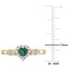 EVERLY JEWELRY |  Yellow Silver 1/3ct TGW Heart Shaped Created Emerald & Created White Sapphire with Diamond Accent Halo Promise Ring - 3 of 4