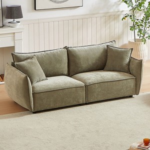 88" Wide Chenille Triple Sectional Sofa with 2 Extra Pillows, Thick Padding (Apartment-Friendly) - 1 of 4