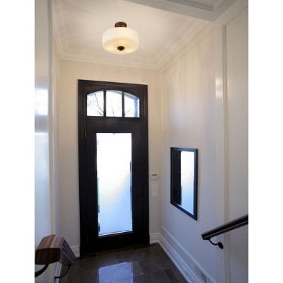Arlington 14.75" Bronze Semi-Flush Mount with Matte Opal Glass Shade