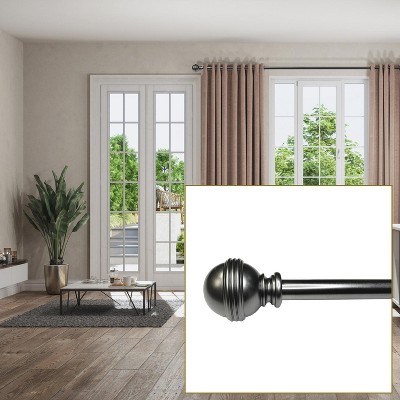 Versailles Adjustable Slate Steel Curtain Rod with Finial 36"-72"