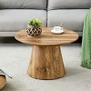 Natural Wood Round Coffee Table,Coffee Table With Natural Wood Grain MDF Tabletop And Wood Base,MDF Coffee Table-Cuddlewood - 2 of 4