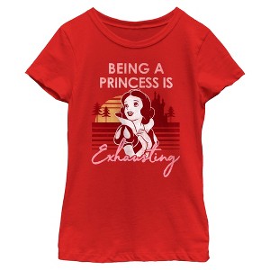 Girls Snow White and the Seven Dwarfs Retro Being a Princess Is Exhausting T Shirt - 1 of 4
