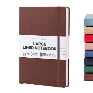 Ruled Journal Notebook, A4 8.5 x 11.5 inch 160 Lined Pages, Hardcover Leather Writing Journals for Women, Men, 120 GSM Thick Paper, Gifts Box Included - 1 of 4