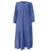 Coolmee Women's Long Sleeve Dress Casual Flowy Smocked Waist Work Dress Pockets Elegant Fall Midi Dresses - 3 of 4