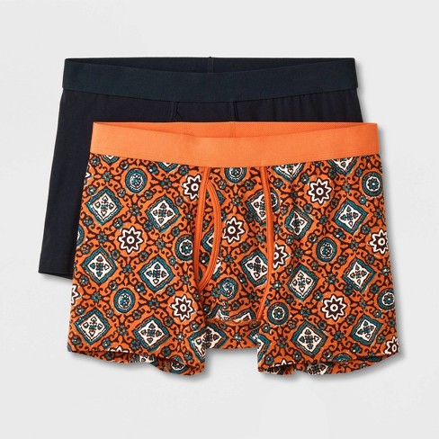 Men's Medallion Print Boxer Briefs 2pk - Goodfellow & Co™ Orange L : Target